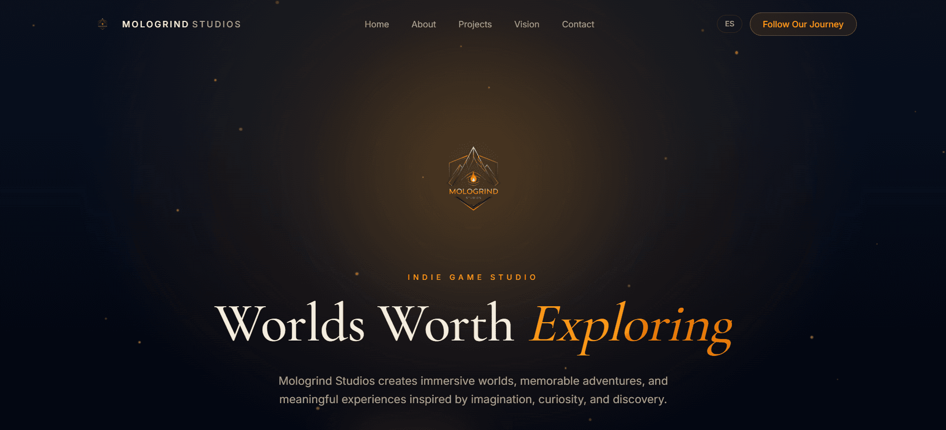 Mologrind Studios landing page hero section